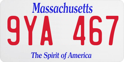 MA license plate 9YA467