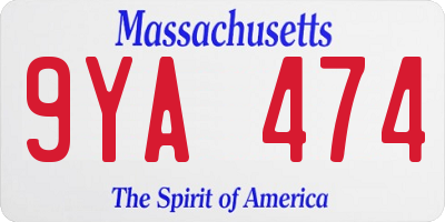 MA license plate 9YA474