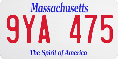 MA license plate 9YA475