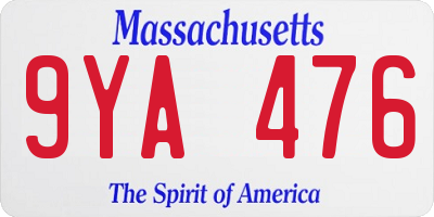 MA license plate 9YA476
