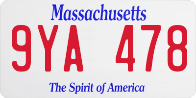 MA license plate 9YA478
