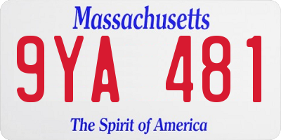 MA license plate 9YA481