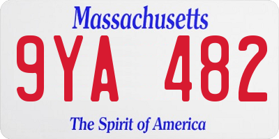 MA license plate 9YA482