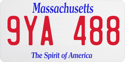 MA license plate 9YA488