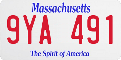 MA license plate 9YA491