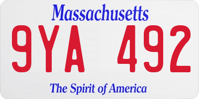 MA license plate 9YA492