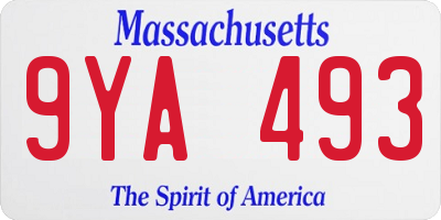 MA license plate 9YA493