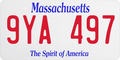 MA license plate 9YA497