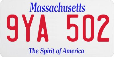 MA license plate 9YA502