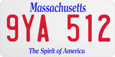 MA license plate 9YA512