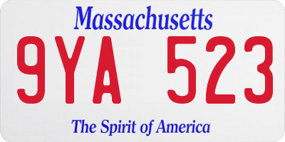 MA license plate 9YA523