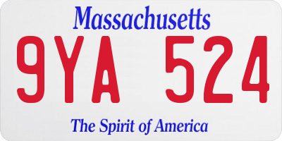 MA license plate 9YA524
