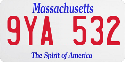 MA license plate 9YA532