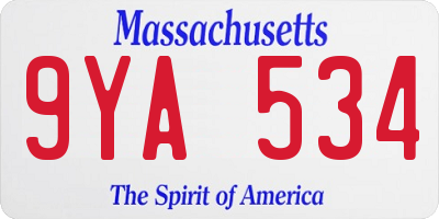 MA license plate 9YA534