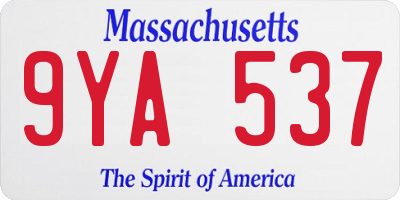 MA license plate 9YA537