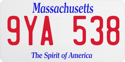 MA license plate 9YA538