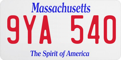 MA license plate 9YA540