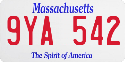 MA license plate 9YA542