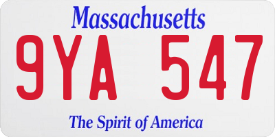 MA license plate 9YA547