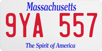 MA license plate 9YA557