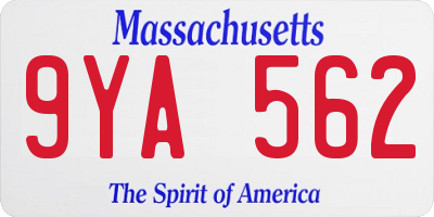 MA license plate 9YA562