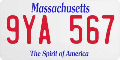 MA license plate 9YA567