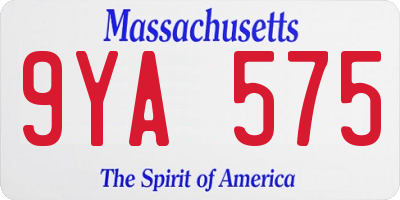 MA license plate 9YA575