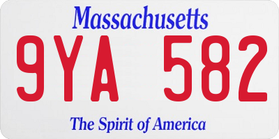 MA license plate 9YA582