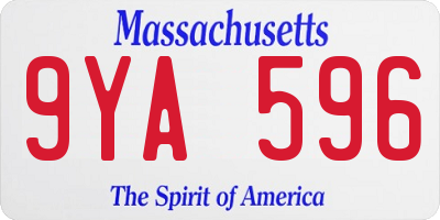 MA license plate 9YA596