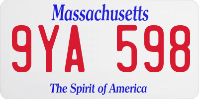 MA license plate 9YA598
