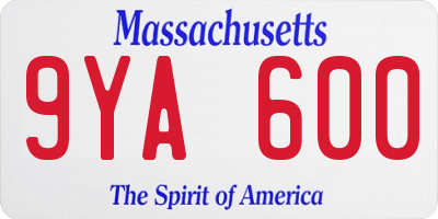 MA license plate 9YA600