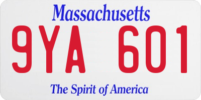 MA license plate 9YA601