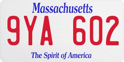 MA license plate 9YA602