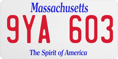 MA license plate 9YA603