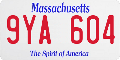MA license plate 9YA604