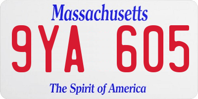 MA license plate 9YA605
