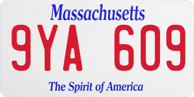 MA license plate 9YA609