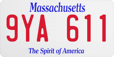 MA license plate 9YA611