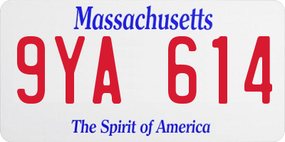 MA license plate 9YA614
