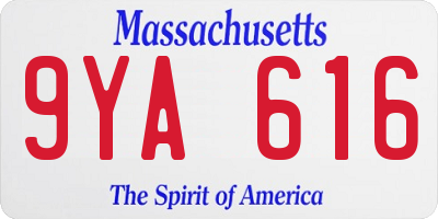 MA license plate 9YA616