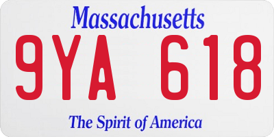 MA license plate 9YA618
