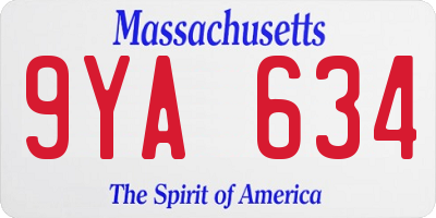 MA license plate 9YA634