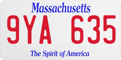 MA license plate 9YA635