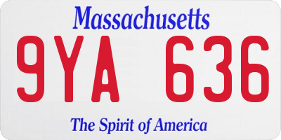 MA license plate 9YA636
