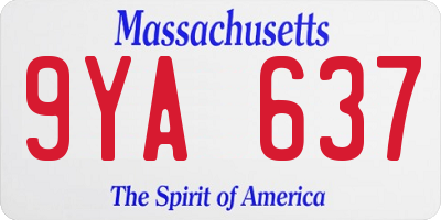 MA license plate 9YA637