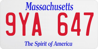 MA license plate 9YA647