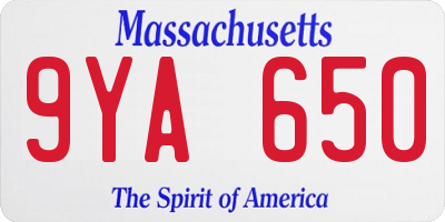 MA license plate 9YA650