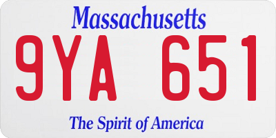 MA license plate 9YA651