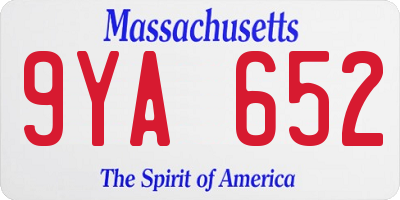 MA license plate 9YA652