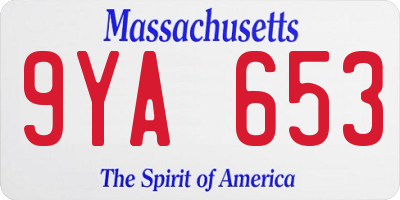 MA license plate 9YA653